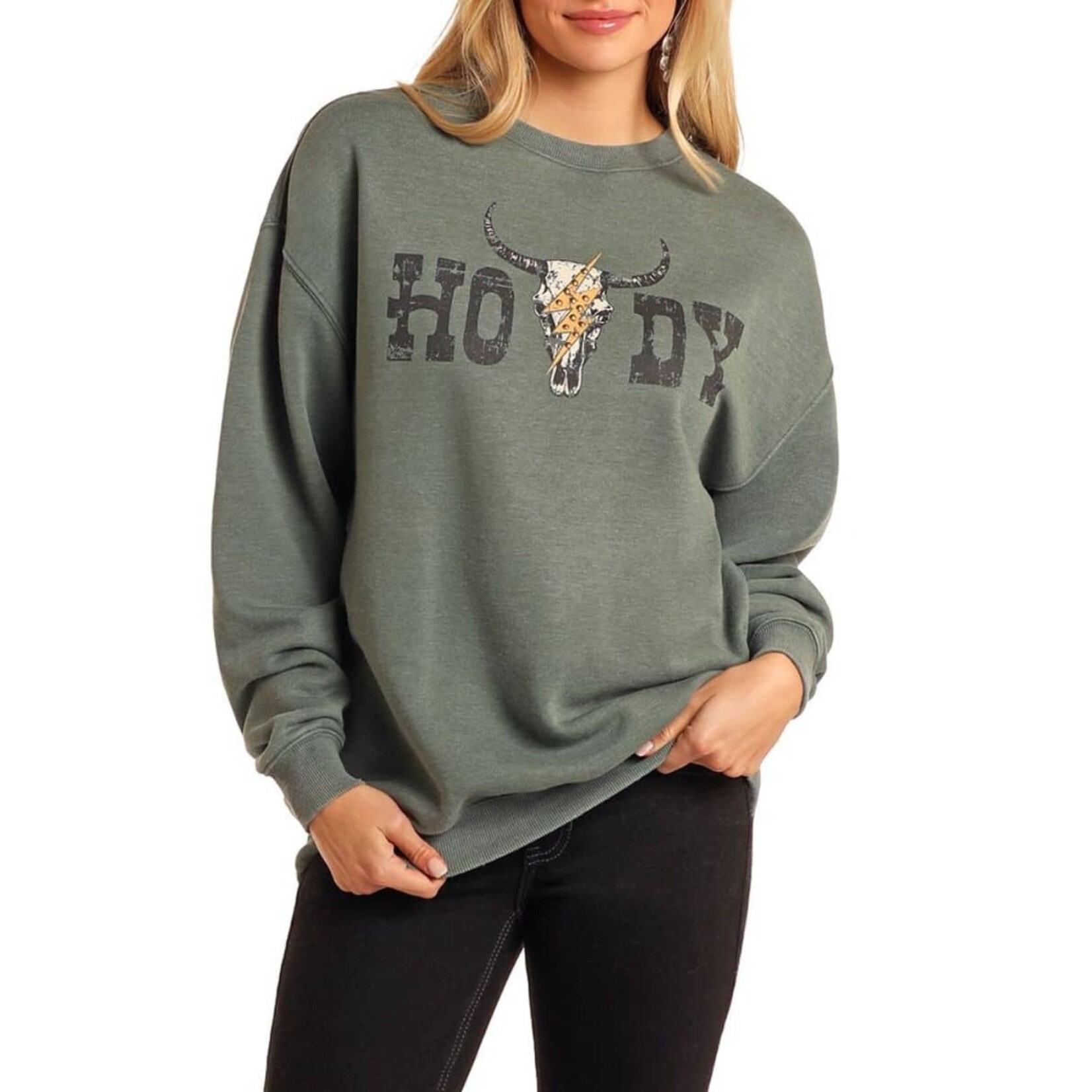 Women's Teal Howdy Steerhead Oversized Pullover