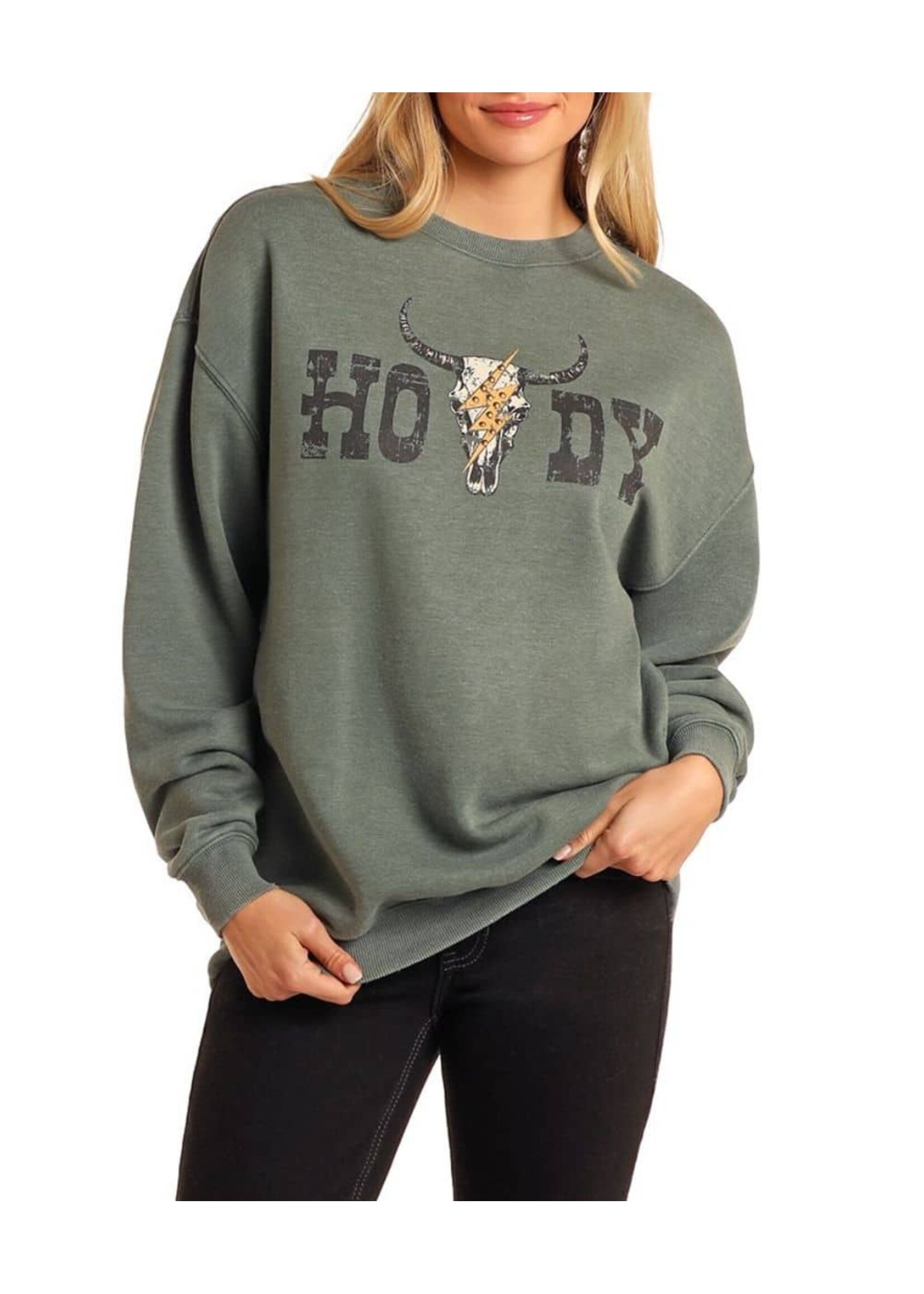 Women's Teal Howdy Steerhead Oversized Pullover
