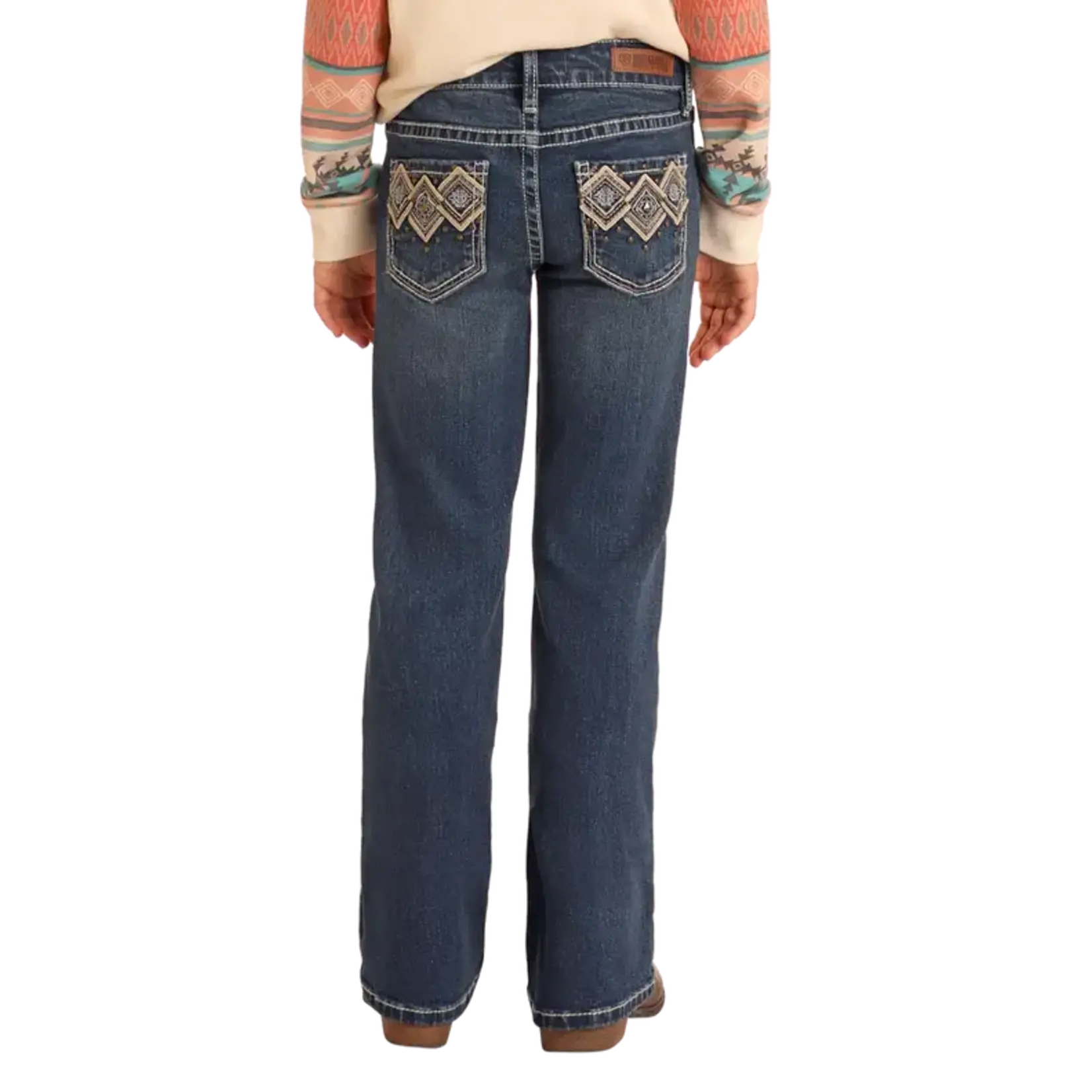 Girls' Mid Rise Extra Stretch Studded Diamond Bootcut Jeans