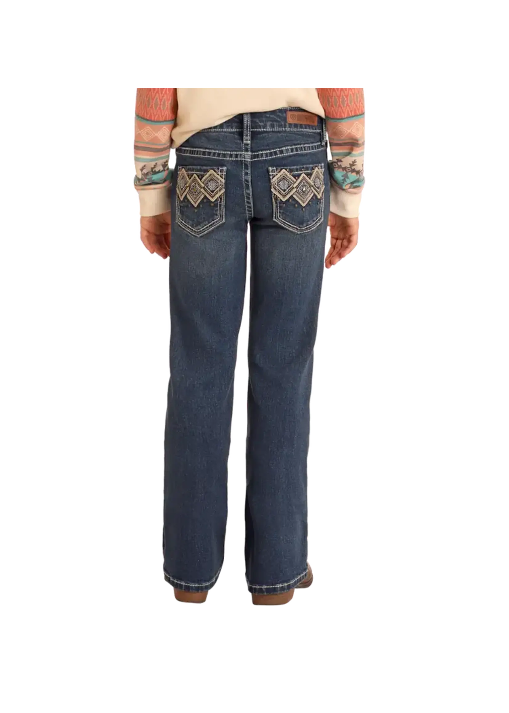 Girls' Mid Rise Extra Stretch Studded Diamond Bootcut Jeans