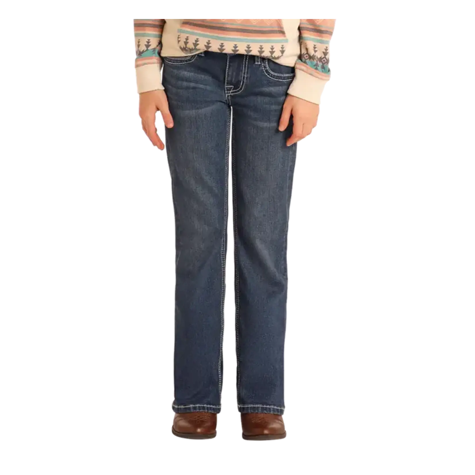 Girls' Mid Rise Extra Stretch Studded Diamond Bootcut Jeans