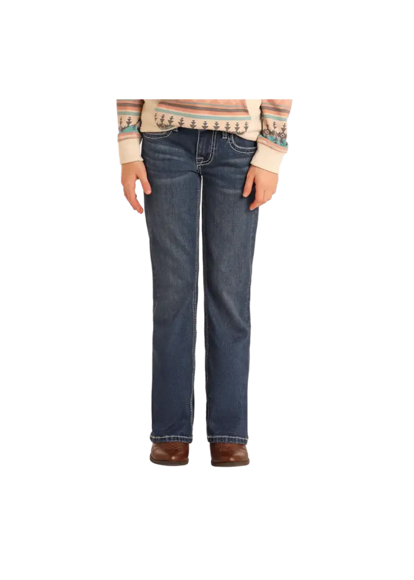 Girls' Mid Rise Extra Stretch Studded Diamond Bootcut Jeans