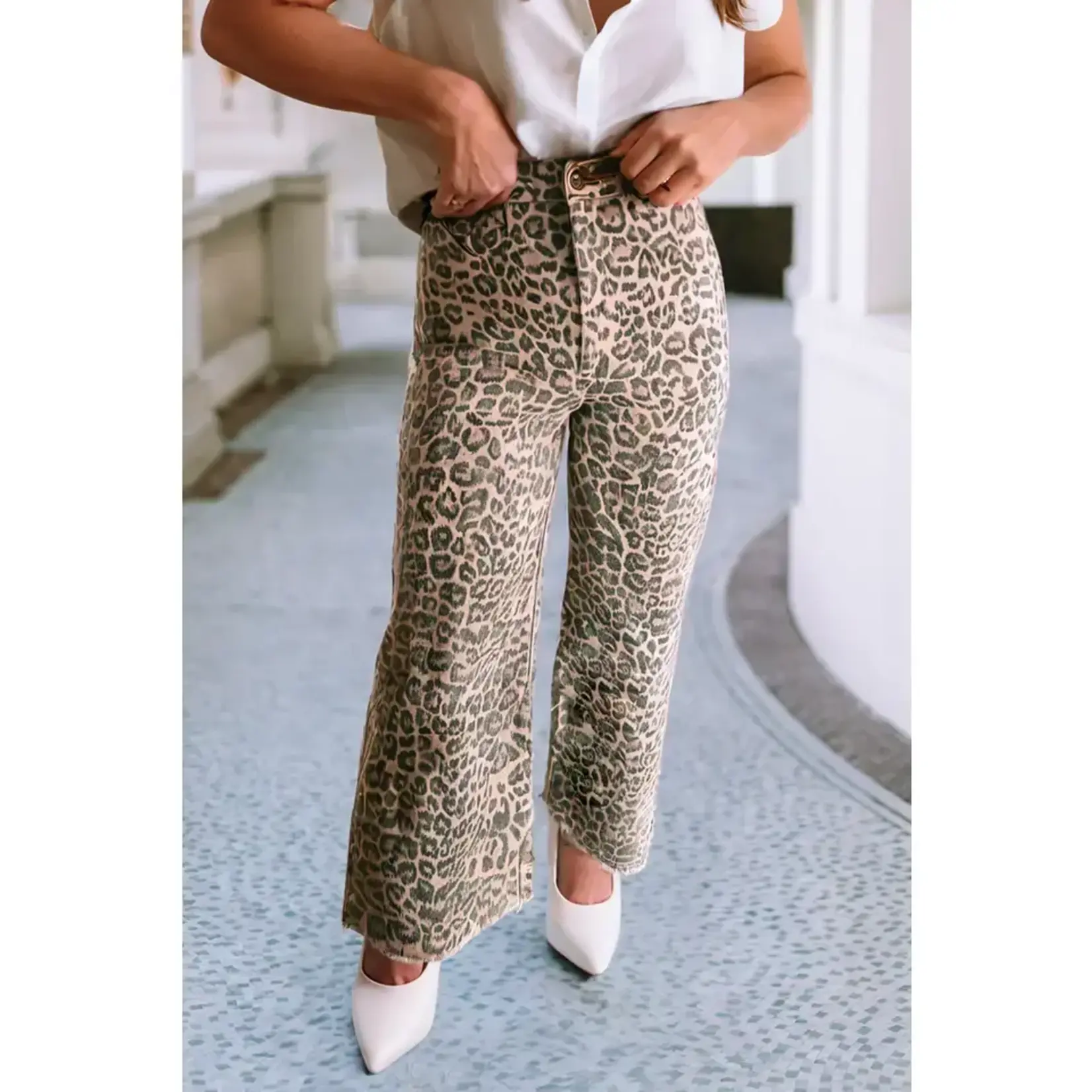 Lysa Leopard Frayed Edge Wide Leg