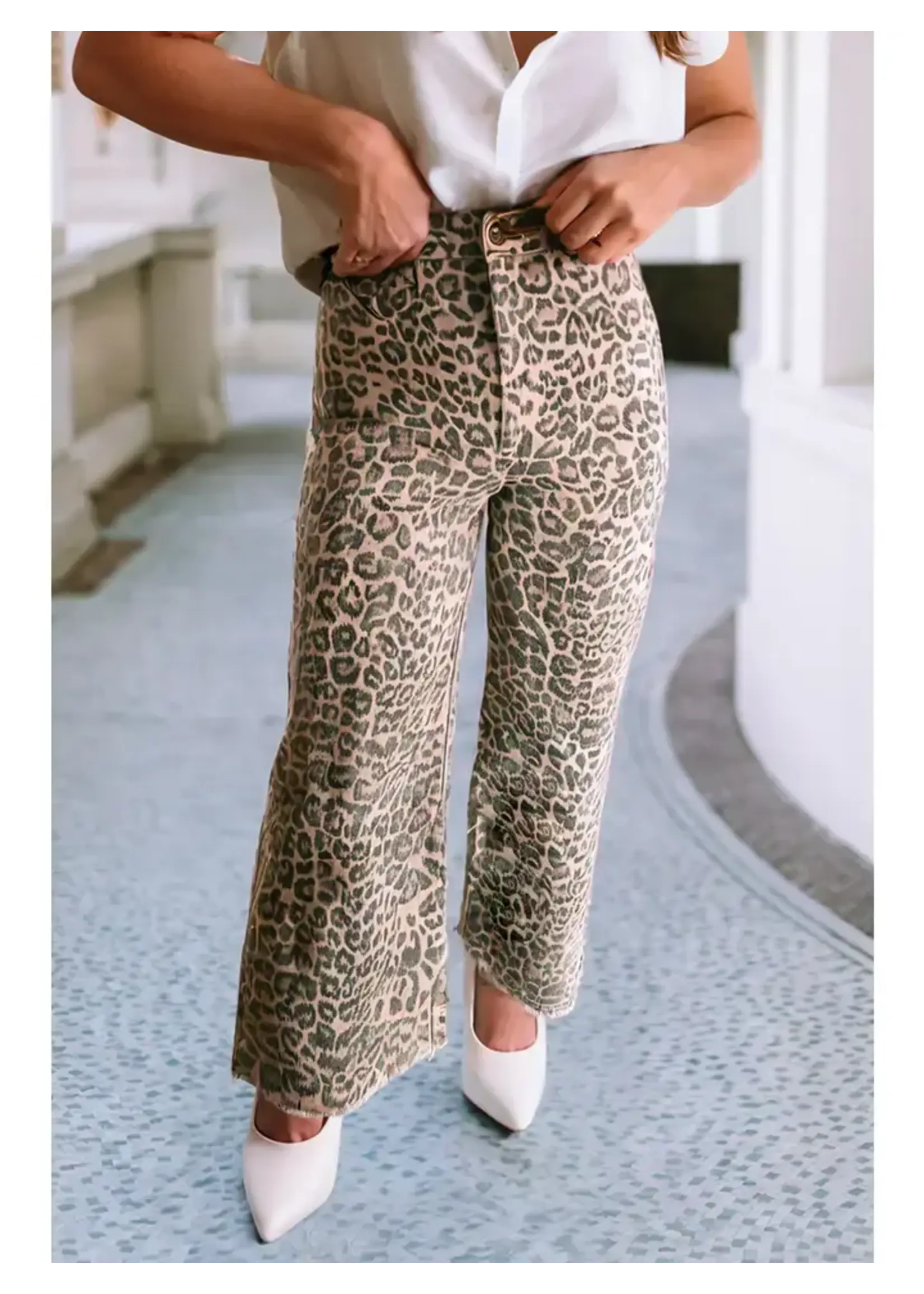 Lysa Leopard Frayed Edge Wide Leg