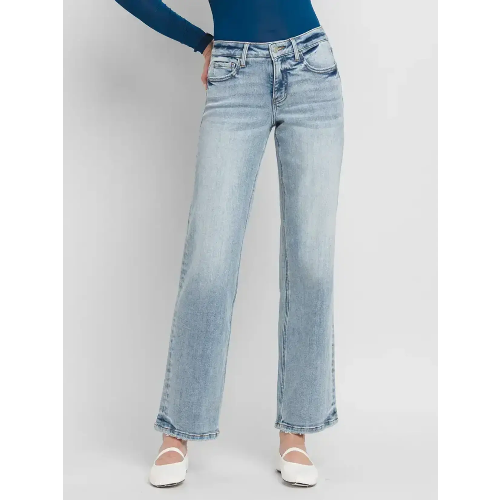 LOVERVET Tummy Control Mid Rise Slim Wide Jeans