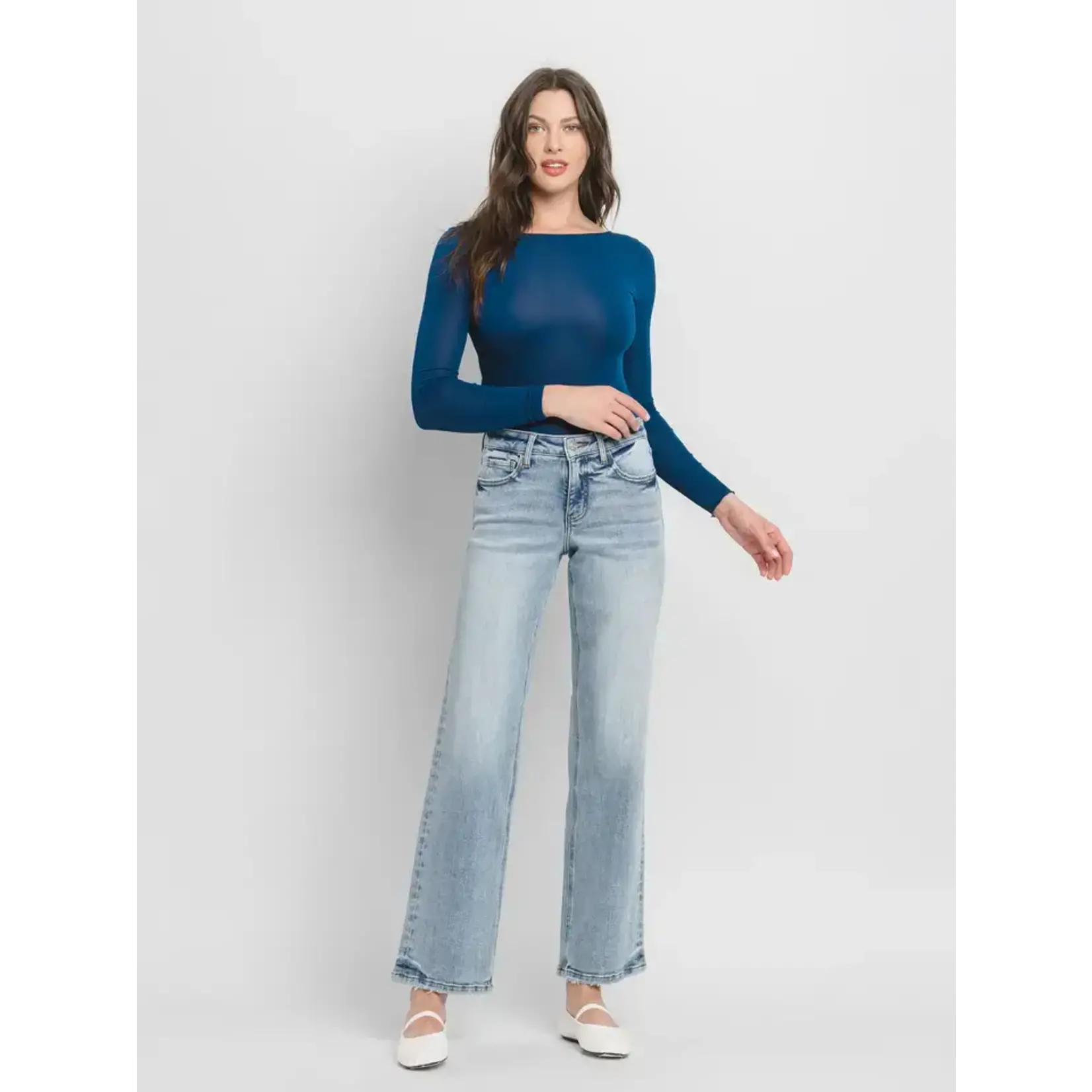 LOVERVET Tummy Control Mid Rise Slim Wide Jeans