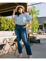LOVERVET Plus Size Tummy Control Mid Rise Bootcut Jeans