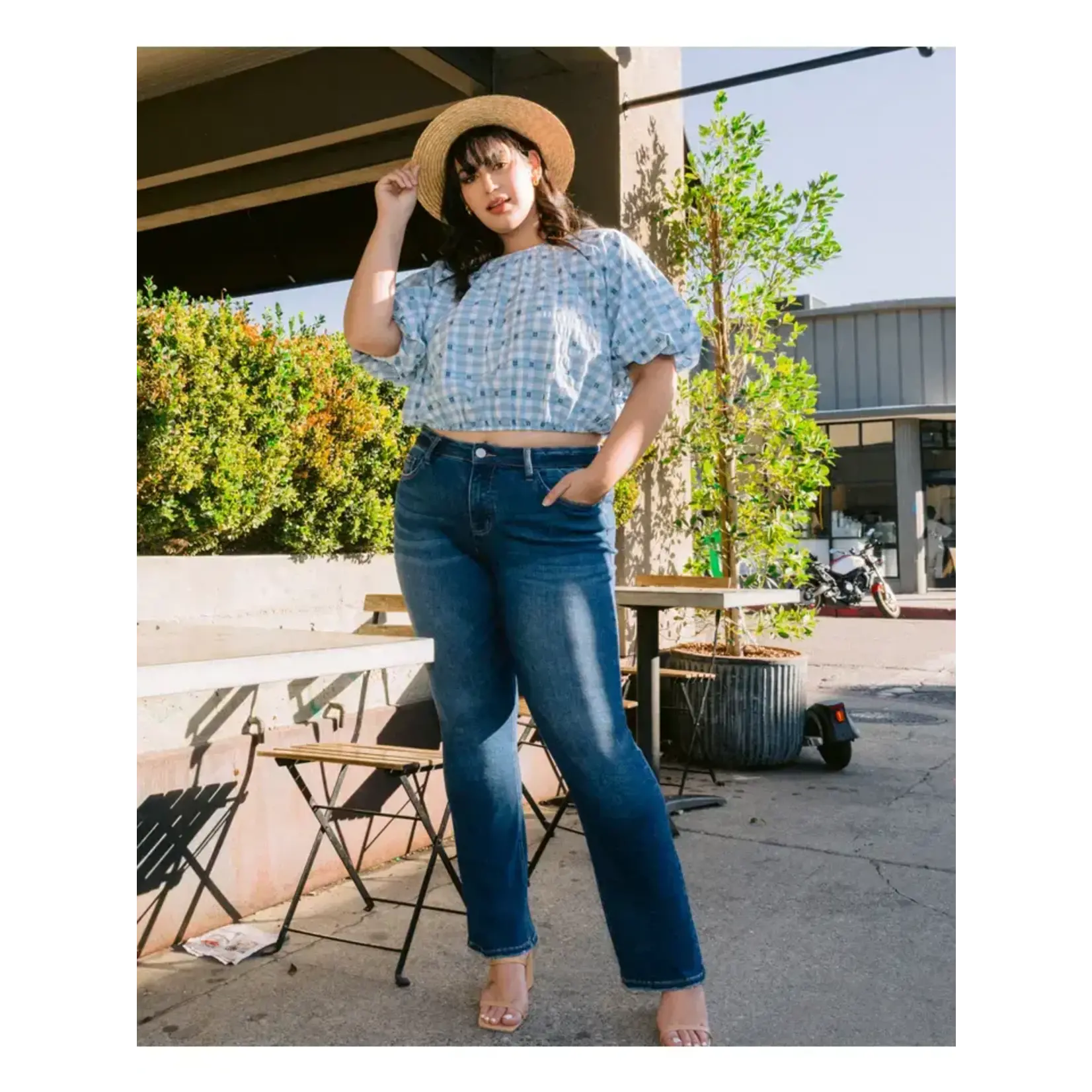 LOVERVET Plus Size Tummy Control Mid Rise Bootcut Jeans