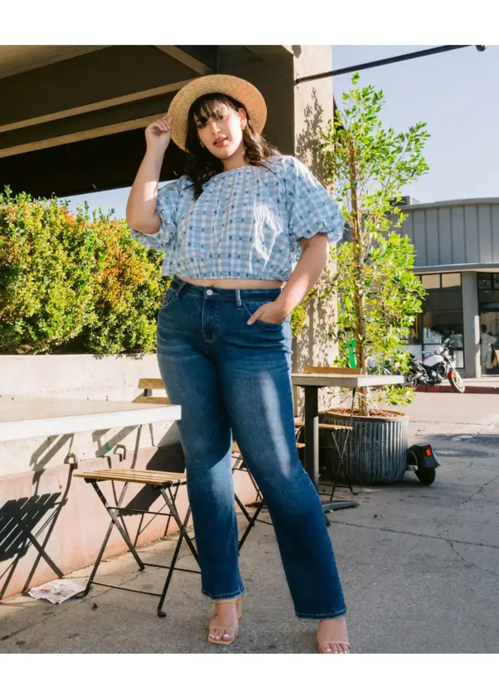 LOVERVET Plus Size Tummy Control Mid Rise Bootcut Jeans