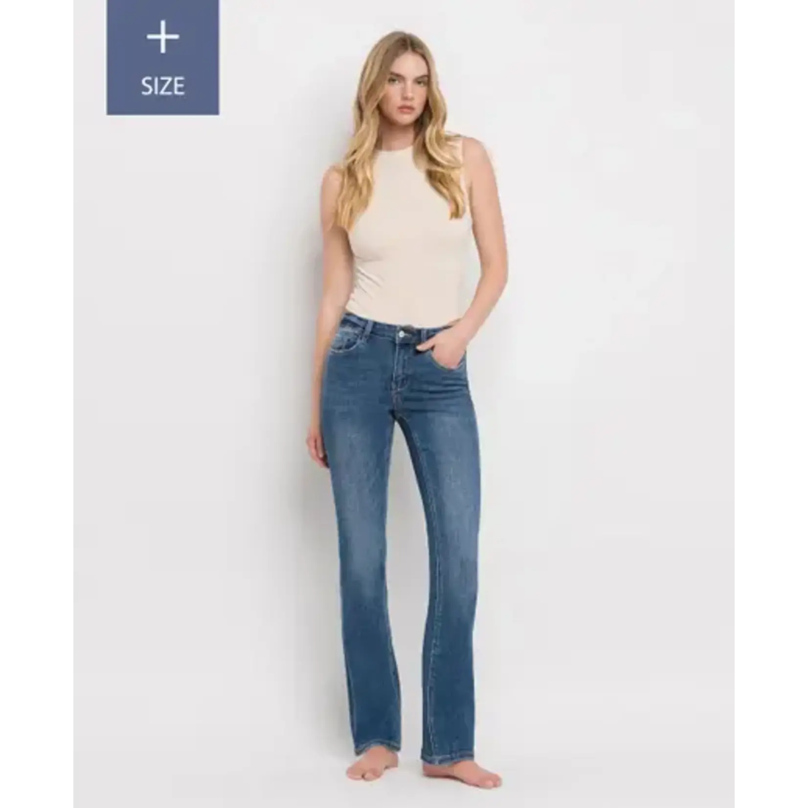LOVERVET Plus Size Tummy Control Mid Rise Bootcut Jeans