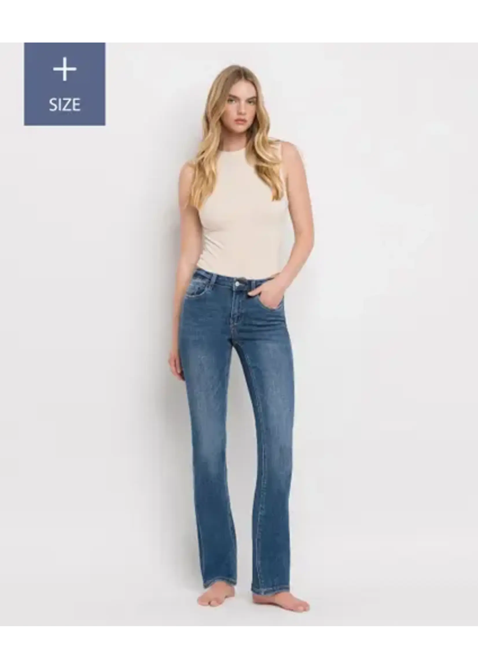 LOVERVET Plus Size Tummy Control Mid Rise Bootcut Jeans