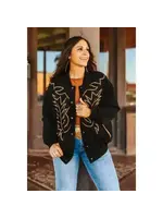 Suede Boot Stitching Embroidery Bomber