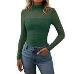 Half High Neck Sheer Long Sleeve