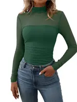 Half High Neck Sheer Long Sleeve