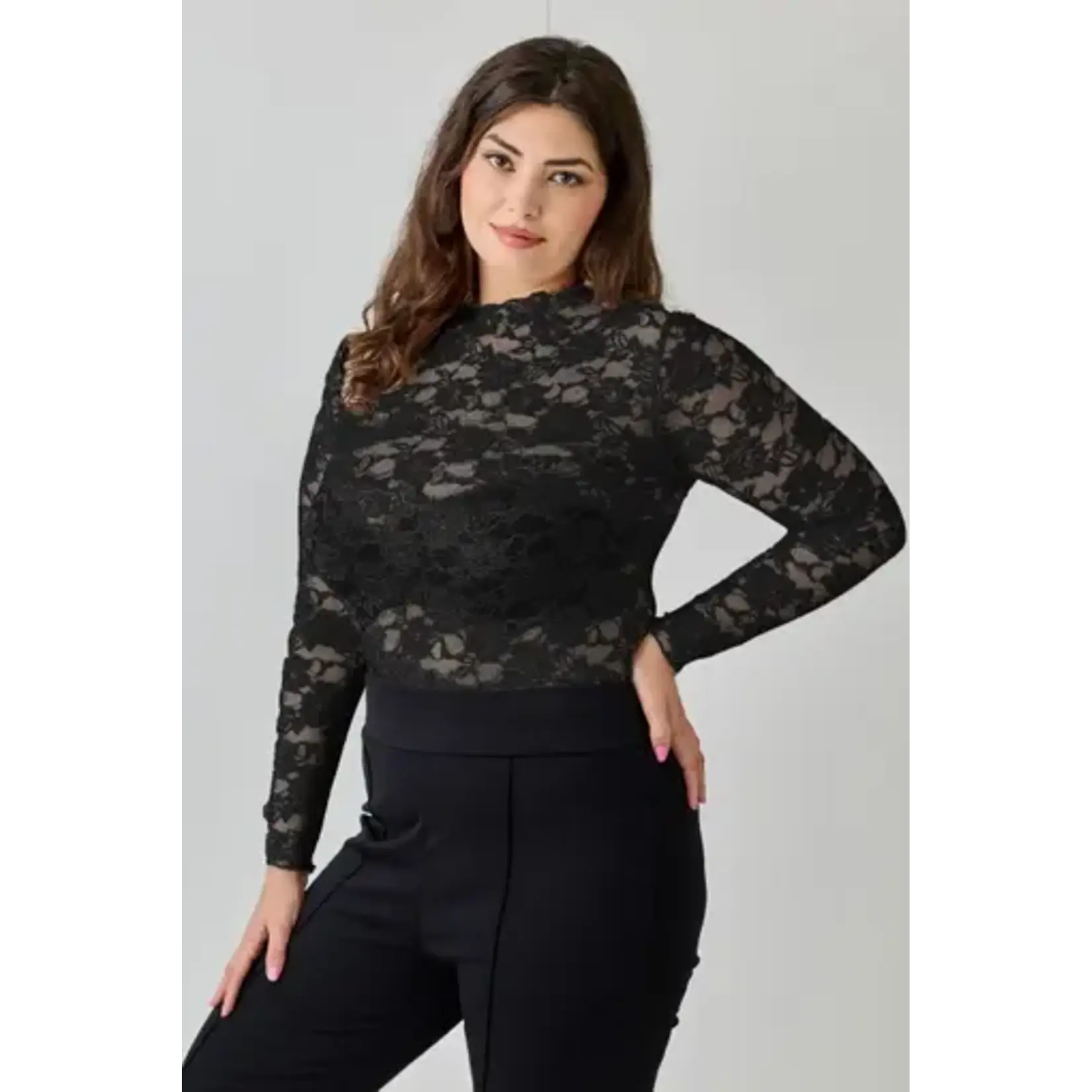 Floral Sheer Lace Long Sleeve