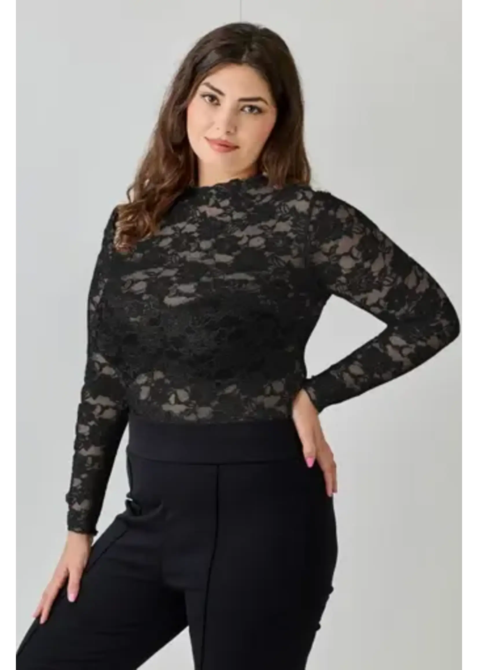 Floral Sheer Lace Long Sleeve