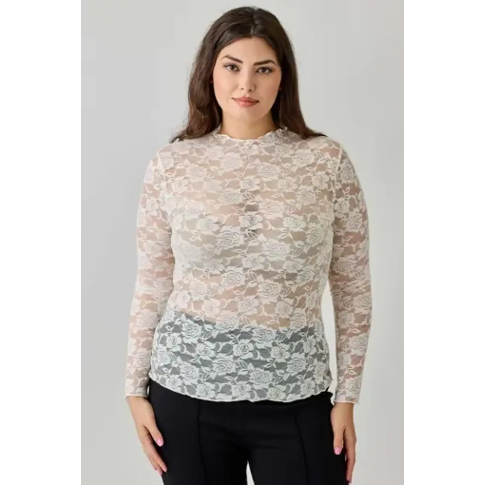 Floral Sheer Lace Long Sleeve