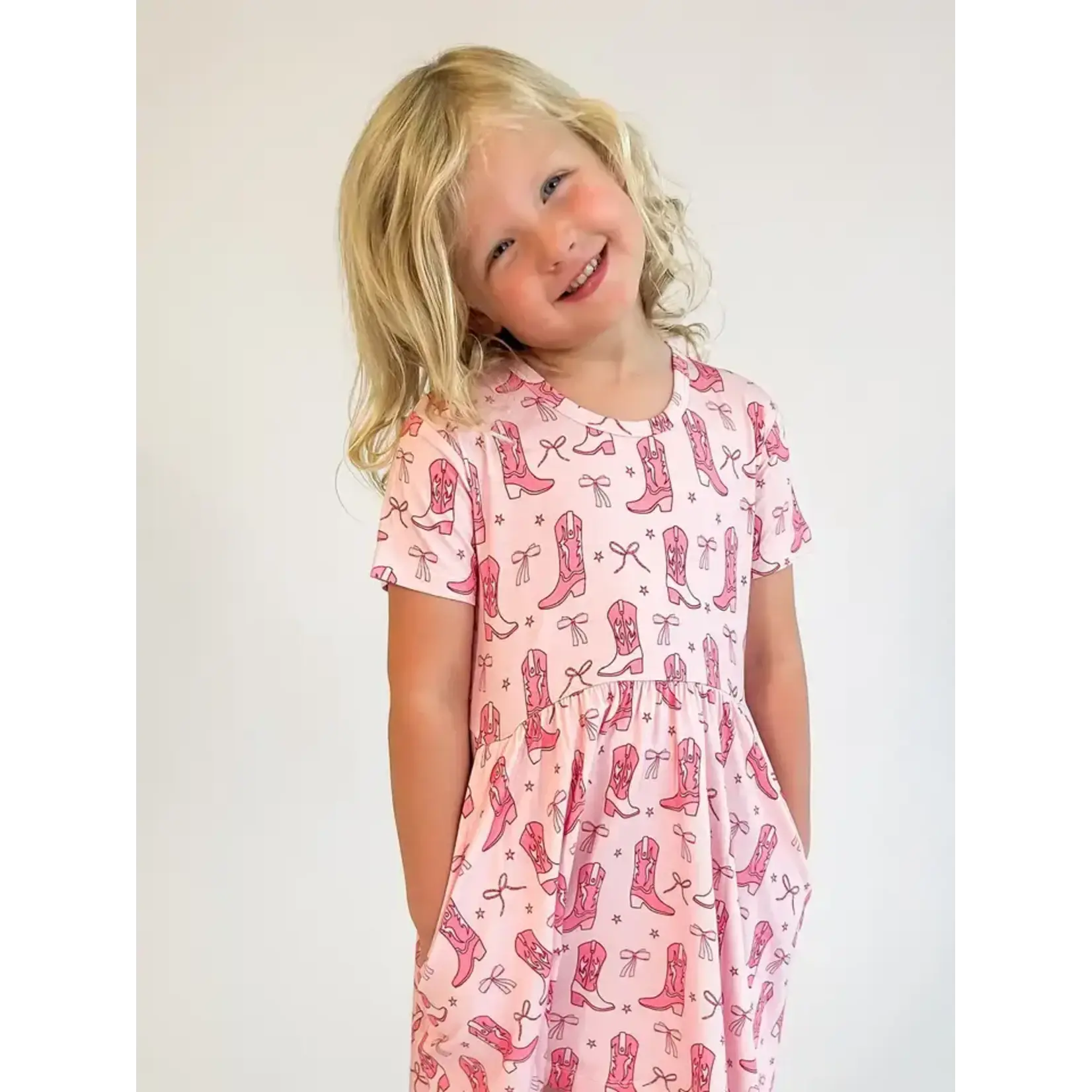 Cowgirl Boots & Bows - Ss Pocket Dress