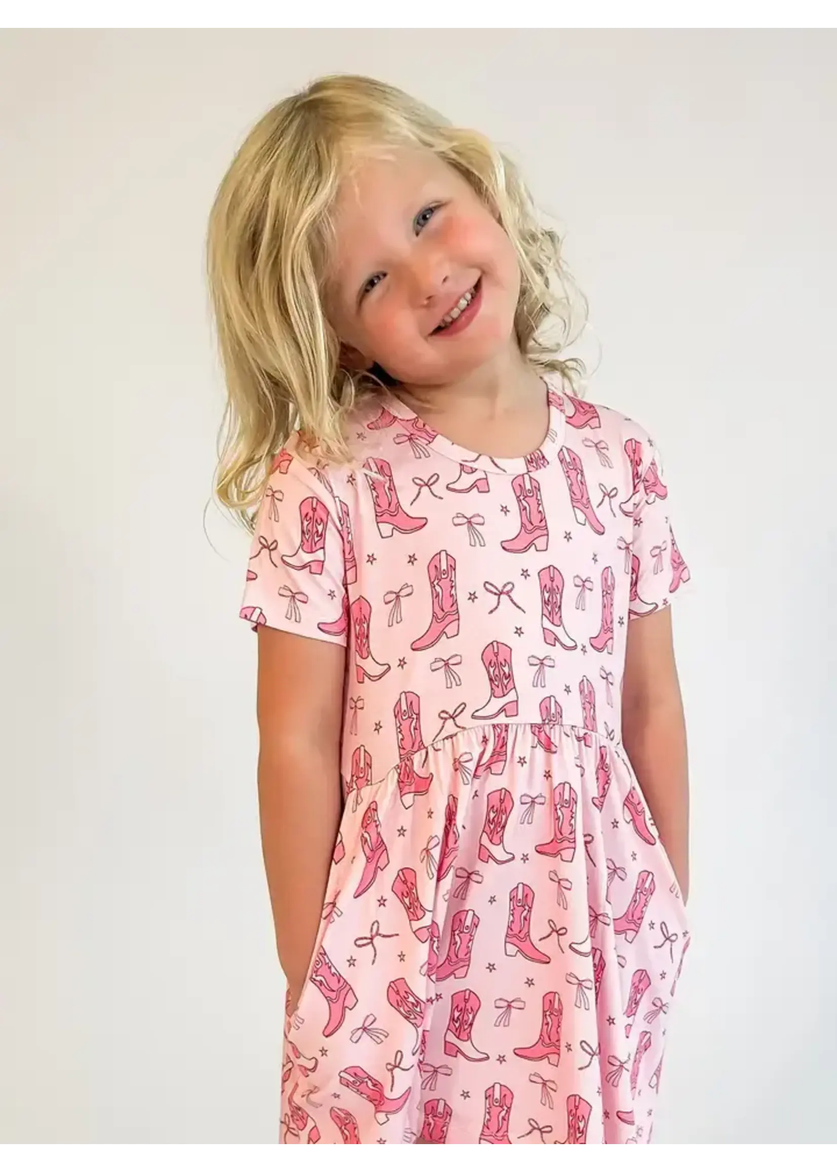 Cowgirl Boots & Bows - Ss Pocket Dress