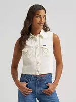 Wrangler Women's Sleeveless Denim Snap Shirt