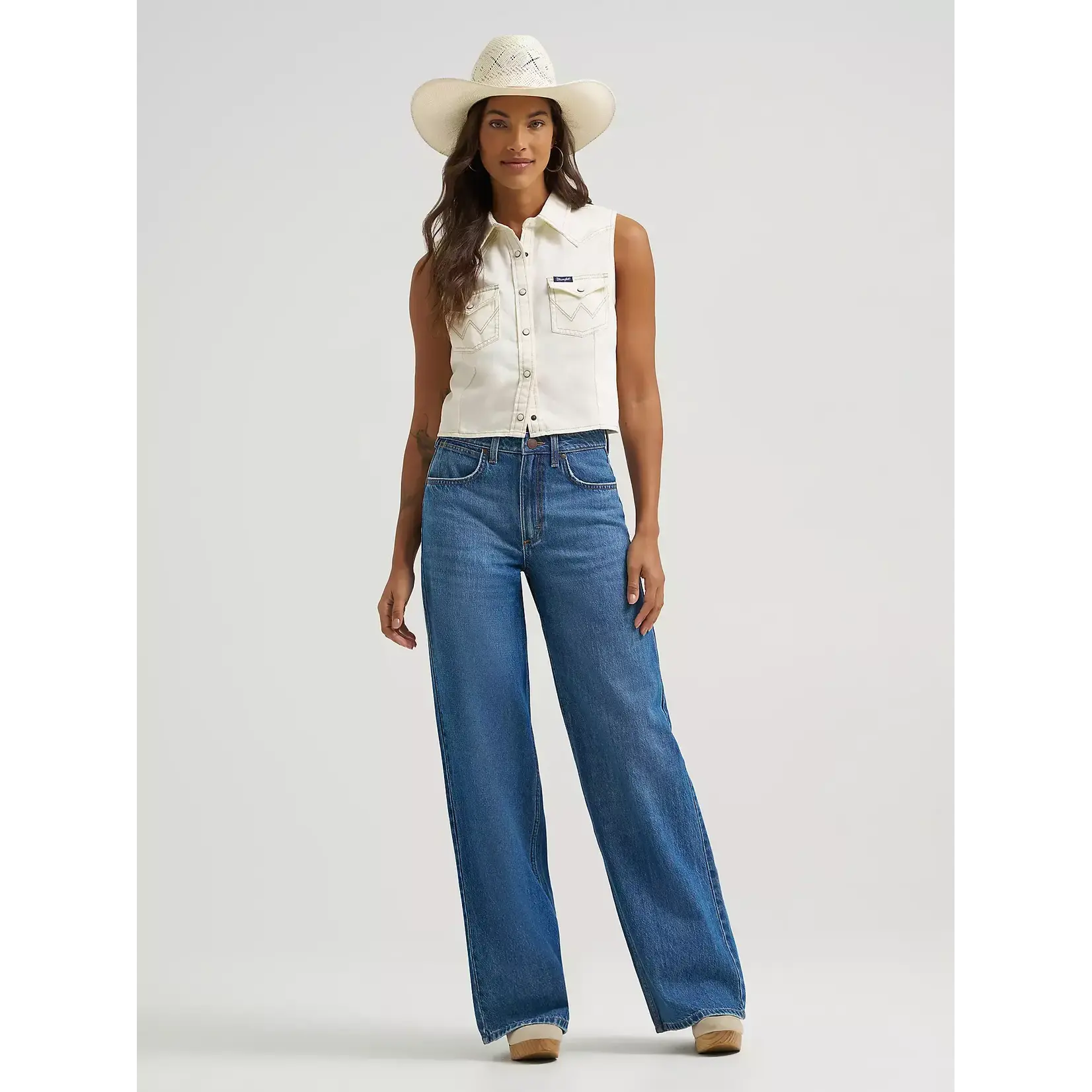 Wrangler Women's Sleeveless Denim Snap Shirt