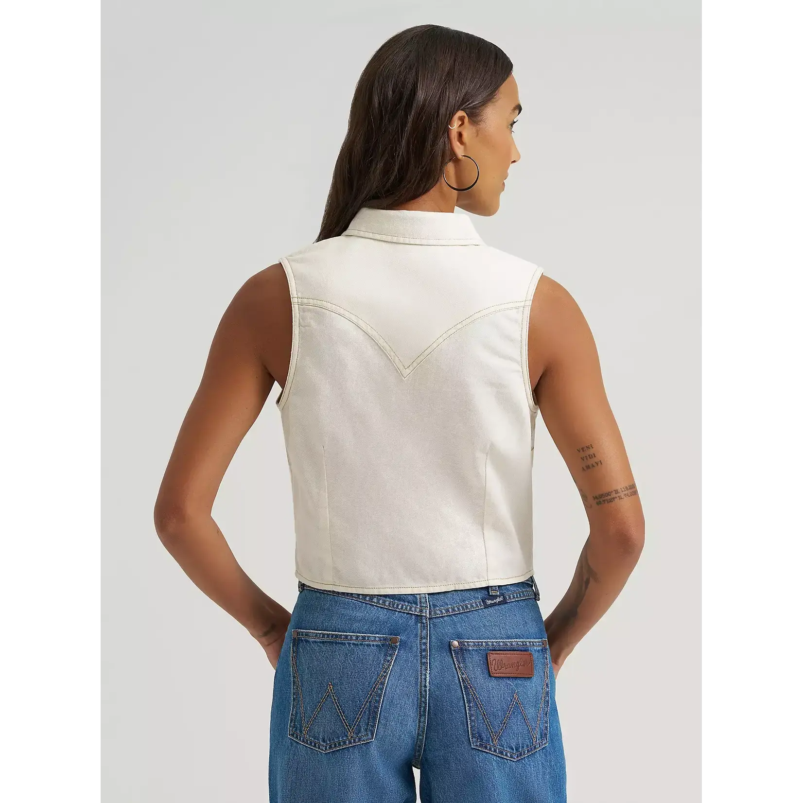 Wrangler Women's Sleeveless Denim Snap Shirt