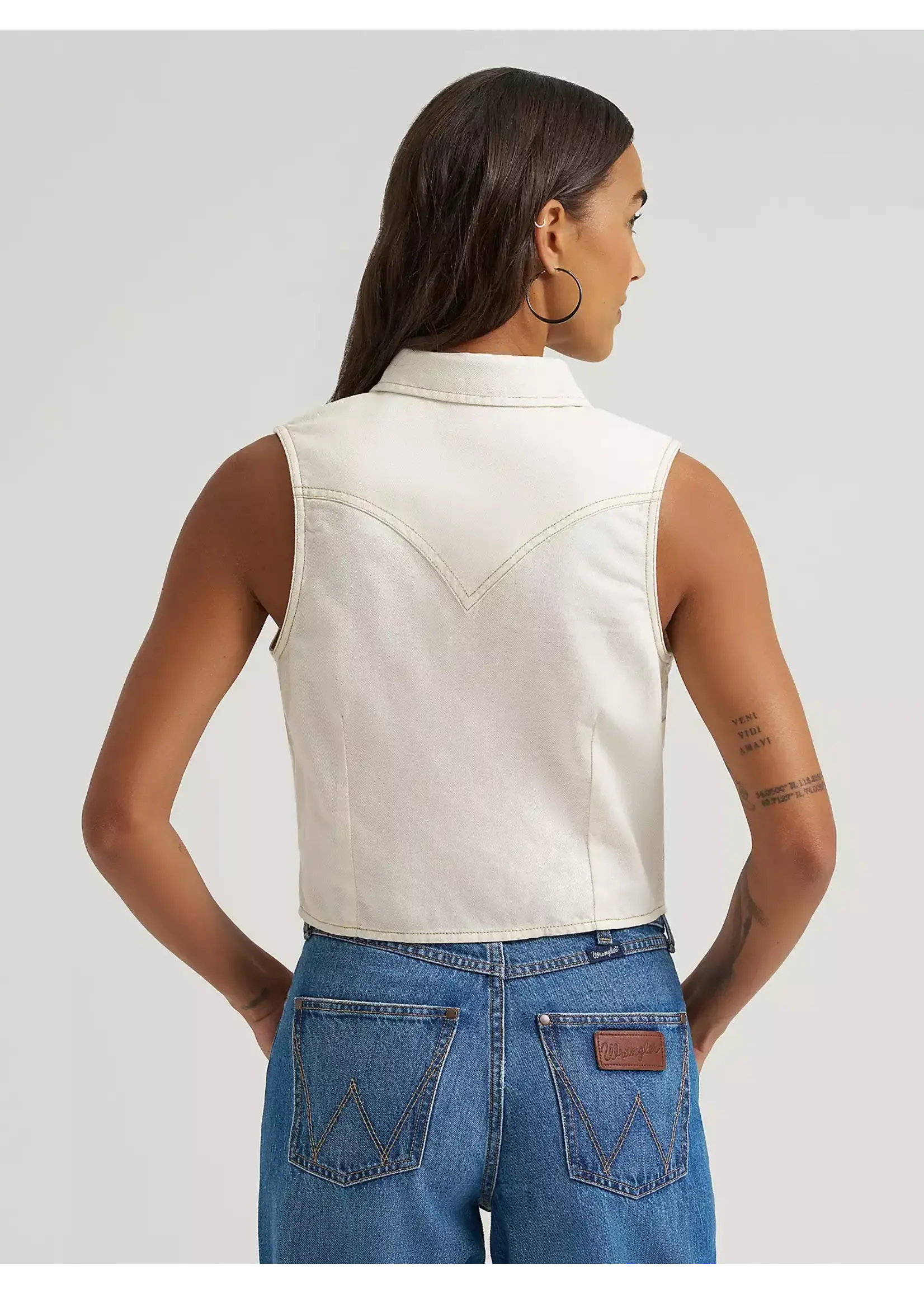 Wrangler Women's Sleeveless Denim Snap Shirt