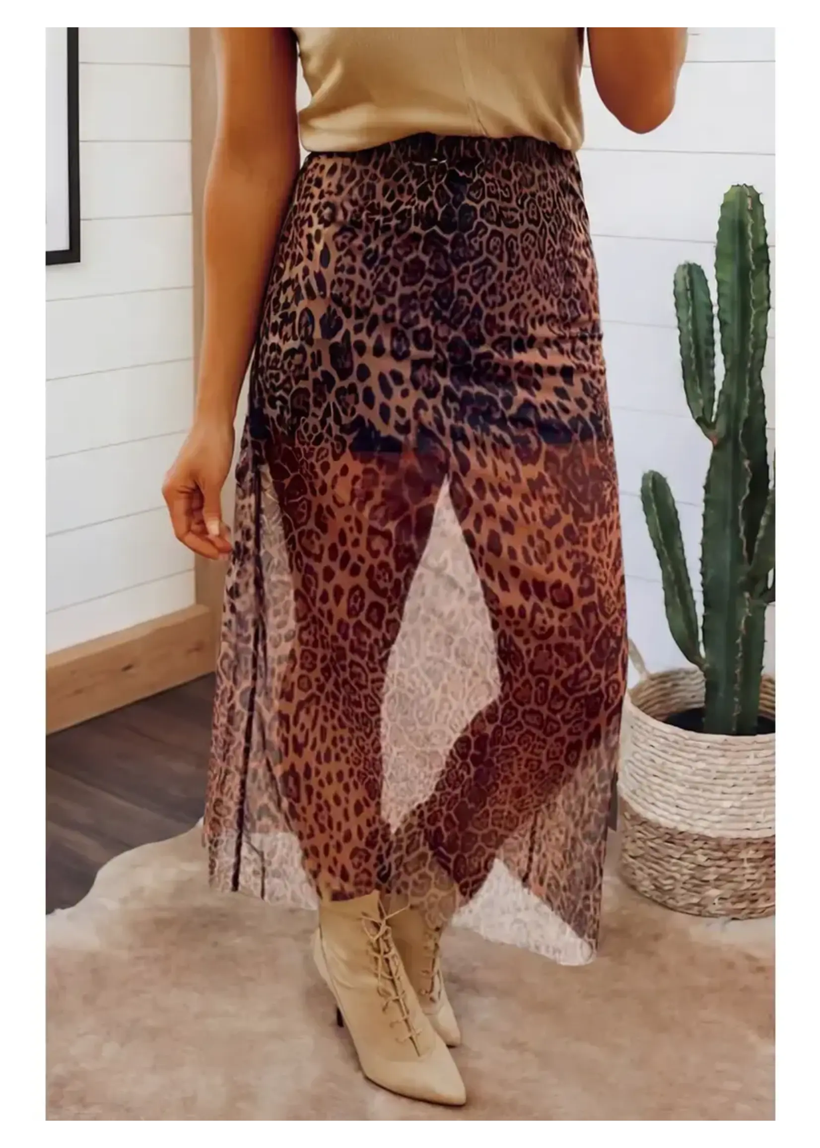 Leopard Sheer Maxi Skirt
