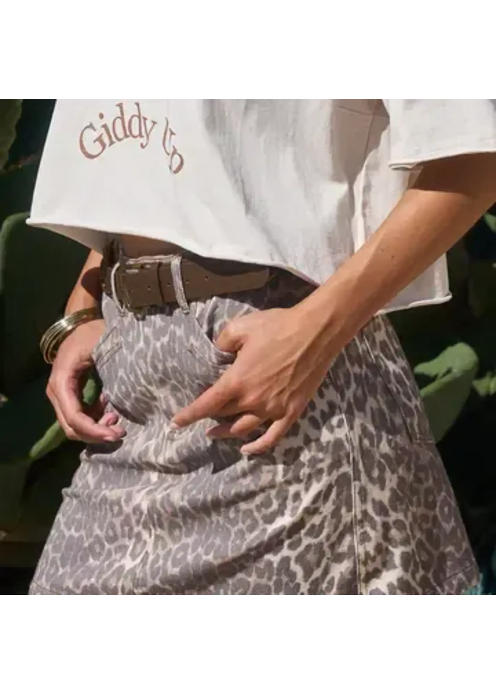 Leopard Denim Mini Skirt
