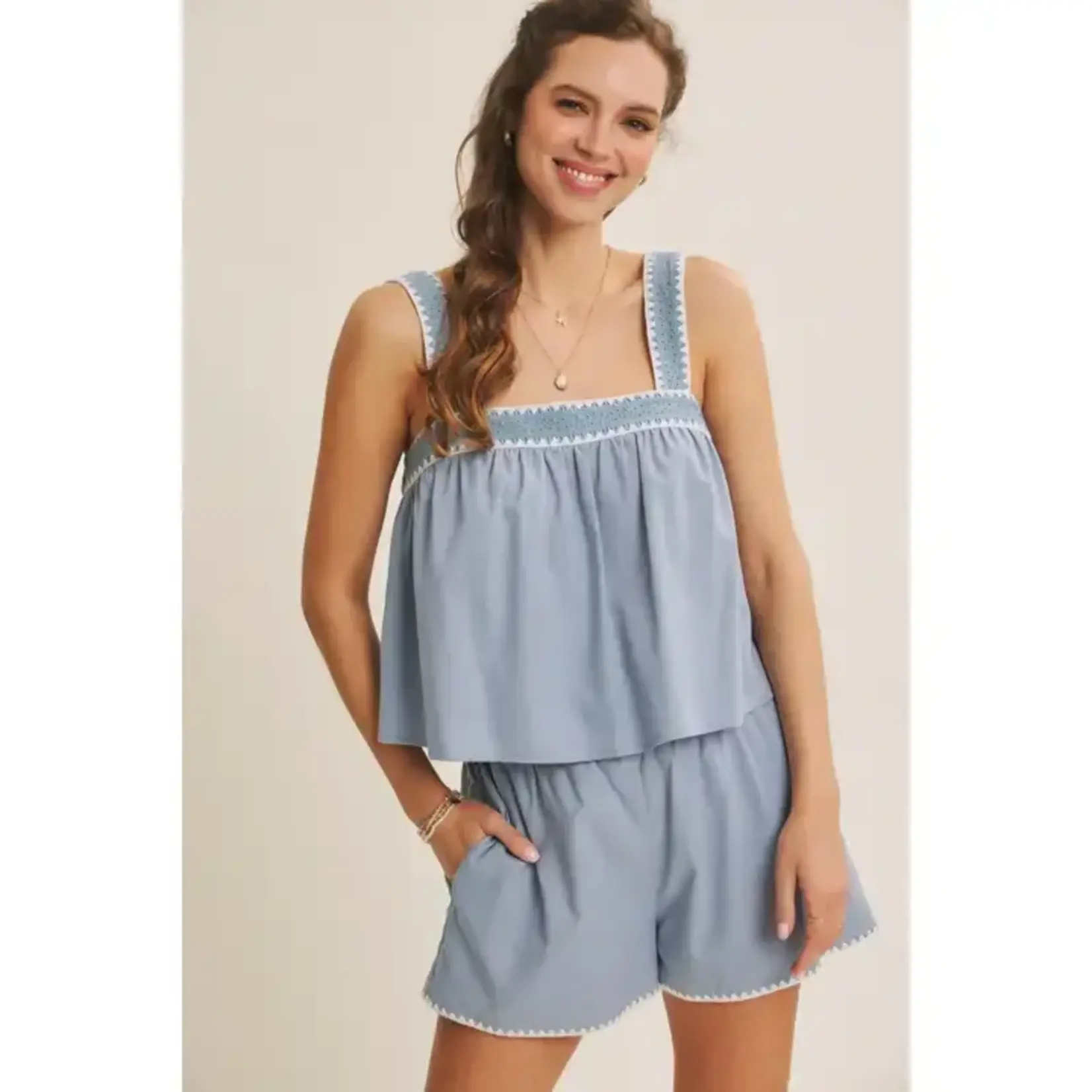 Flare Blouse with Eyelet