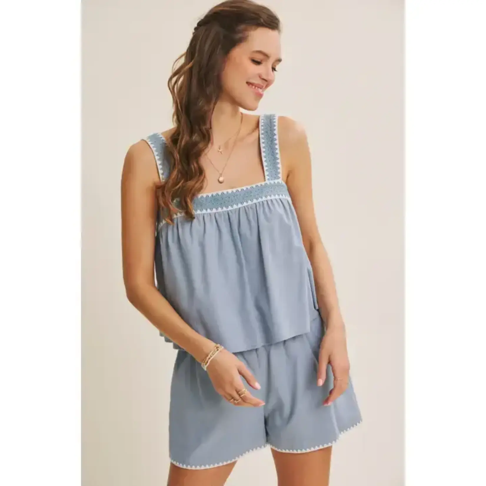 Flare Blouse with Eyelet