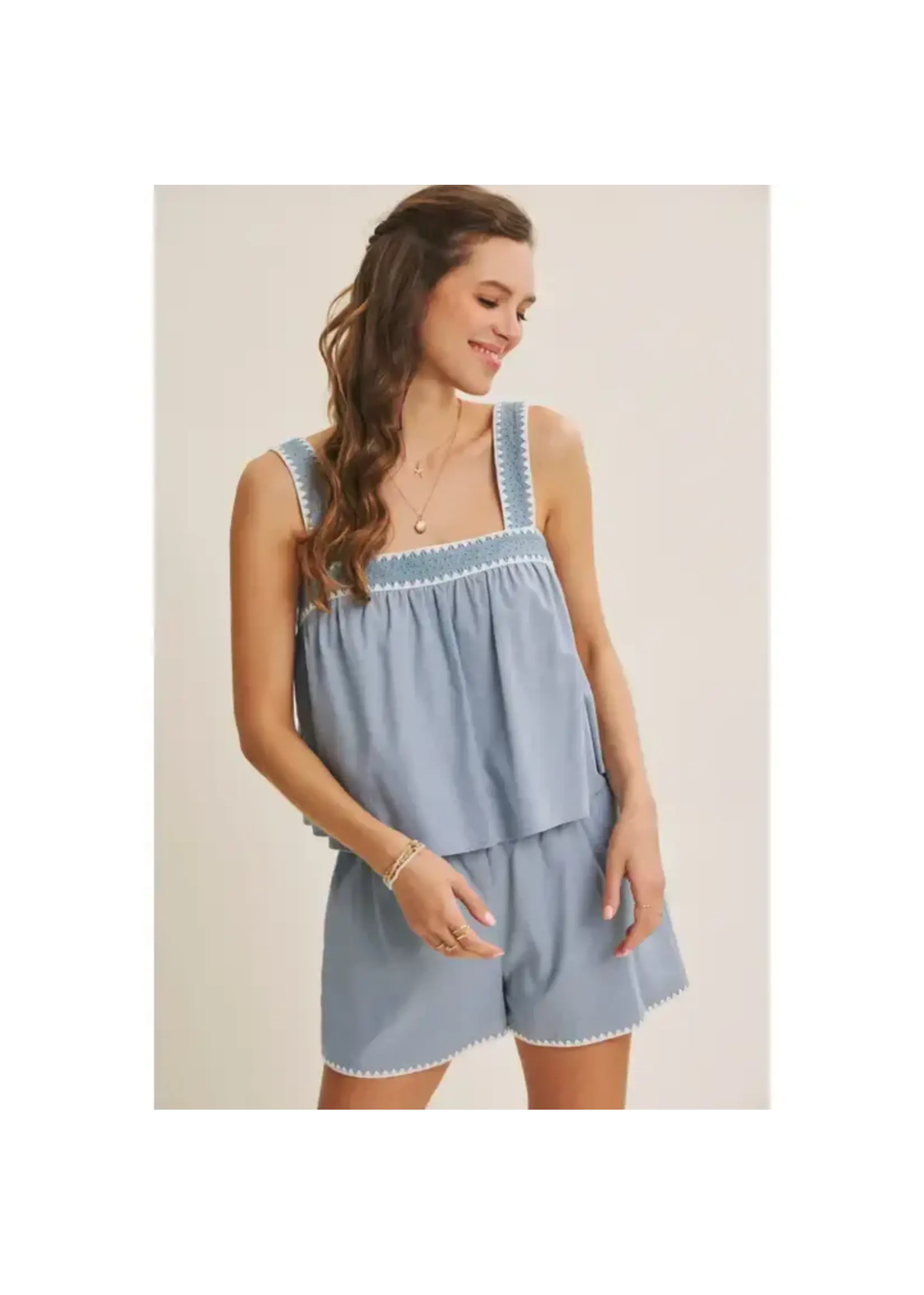 Flare Blouse with Eyelet