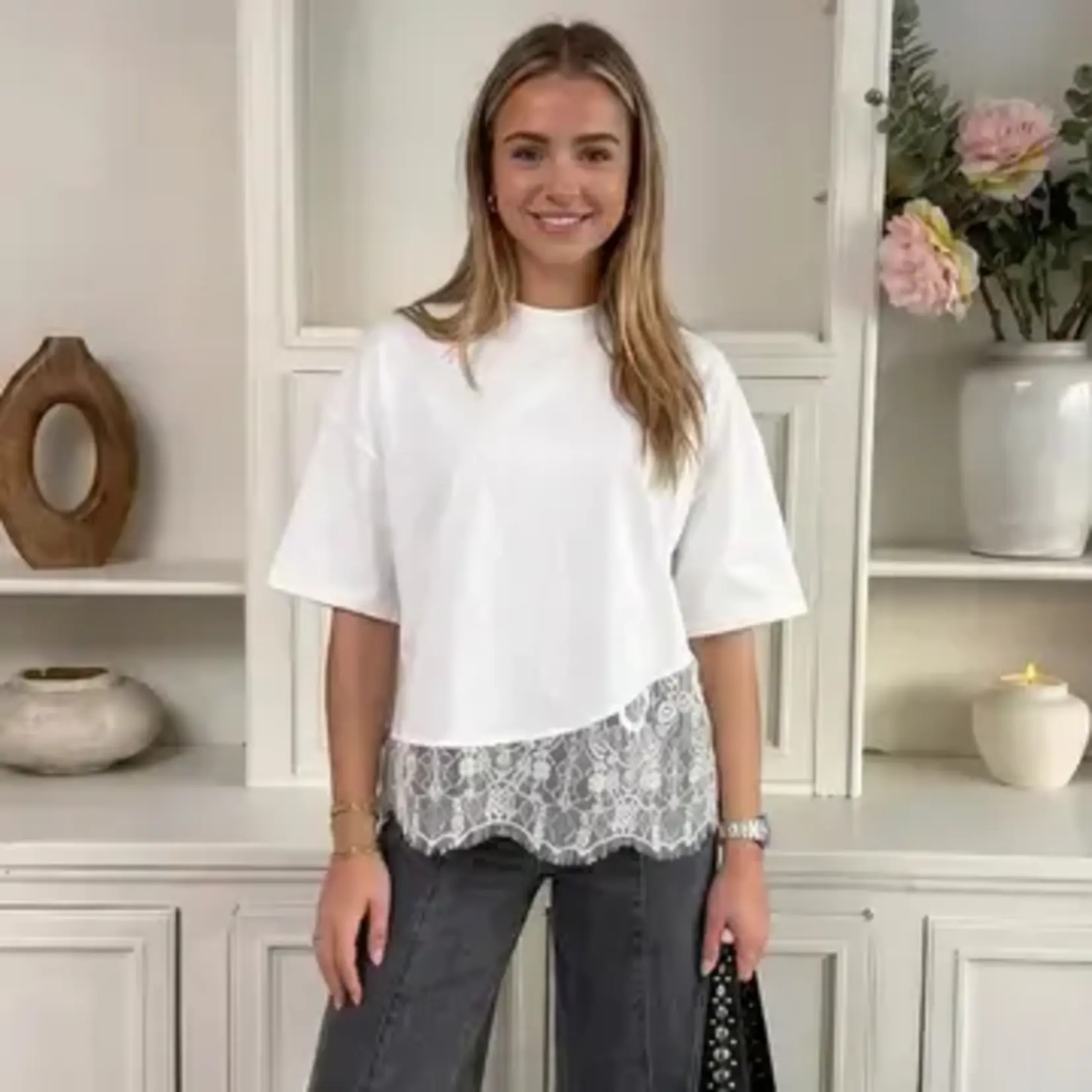 Oversized Lace Hem Tee