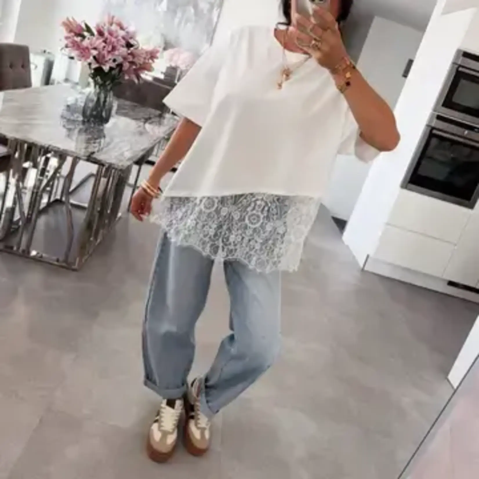 Oversized Lace Hem Tee