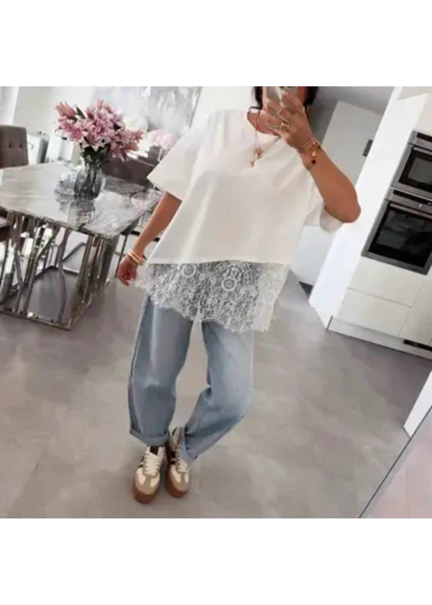 Oversized Lace Hem Tee