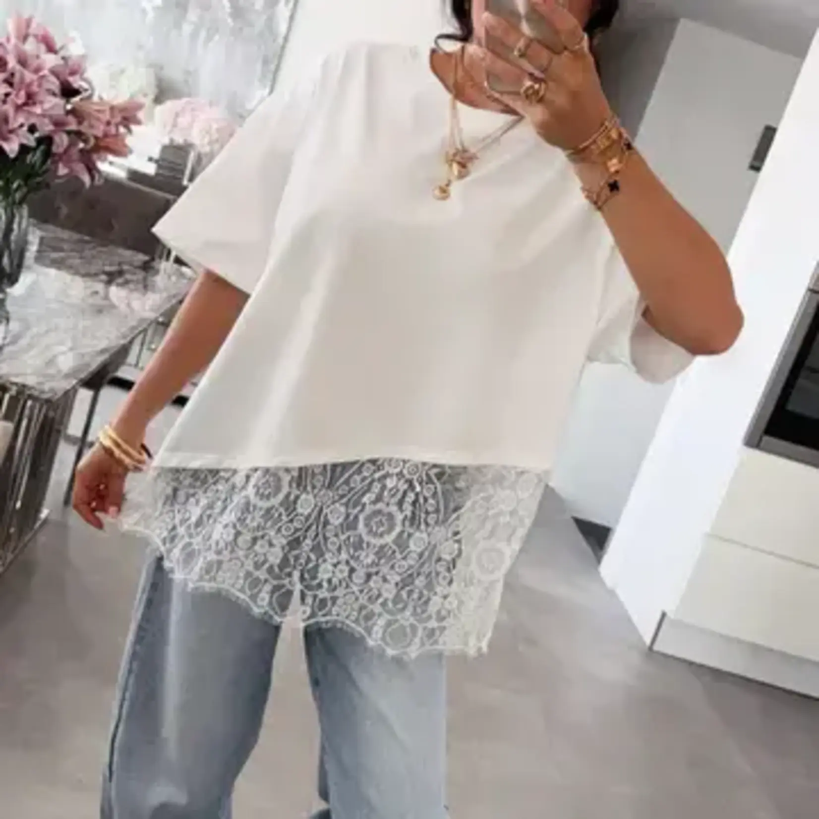 Oversized Lace Hem Tee