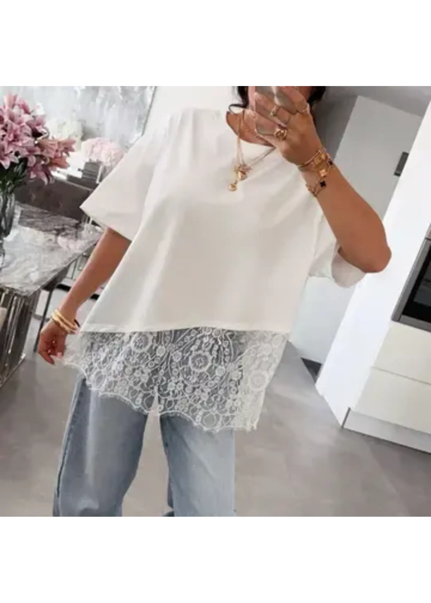 Oversized Lace Hem Tee