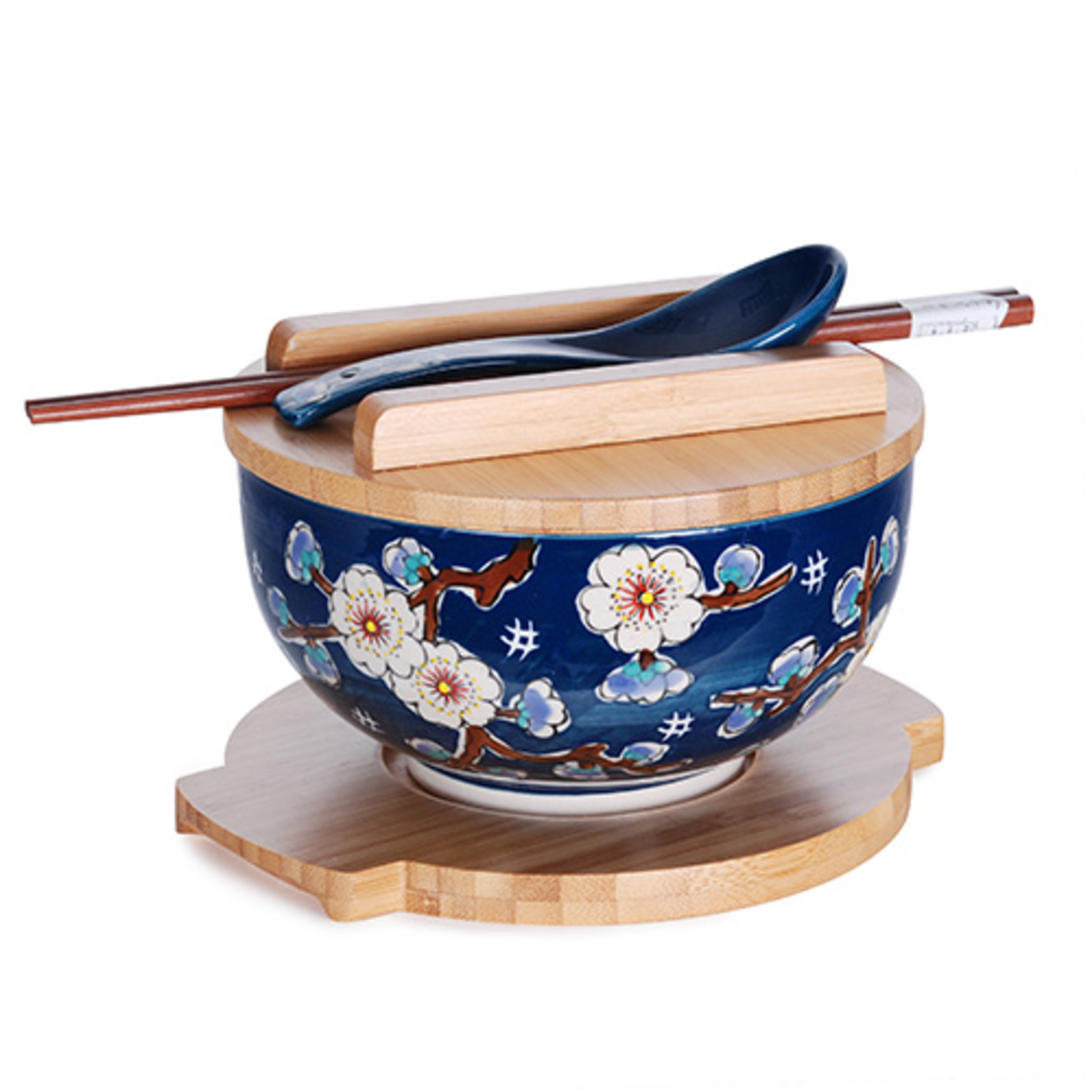 Bowl w/Wooden Lid & Trivet Set - Sakura - SFK1-6719