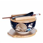 Bowl w/Wooden Lid & Trivet Set - Moon Rabbit - SFK1-3355