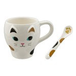 Nyao Mug Mug - White Cat w/Spoon 12oz - MG-87172