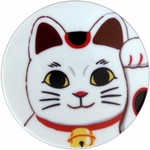 Small Plate Maneki Cat White - 21710