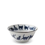 Bowl Blue & White Cat Parade 5.75" - J5160