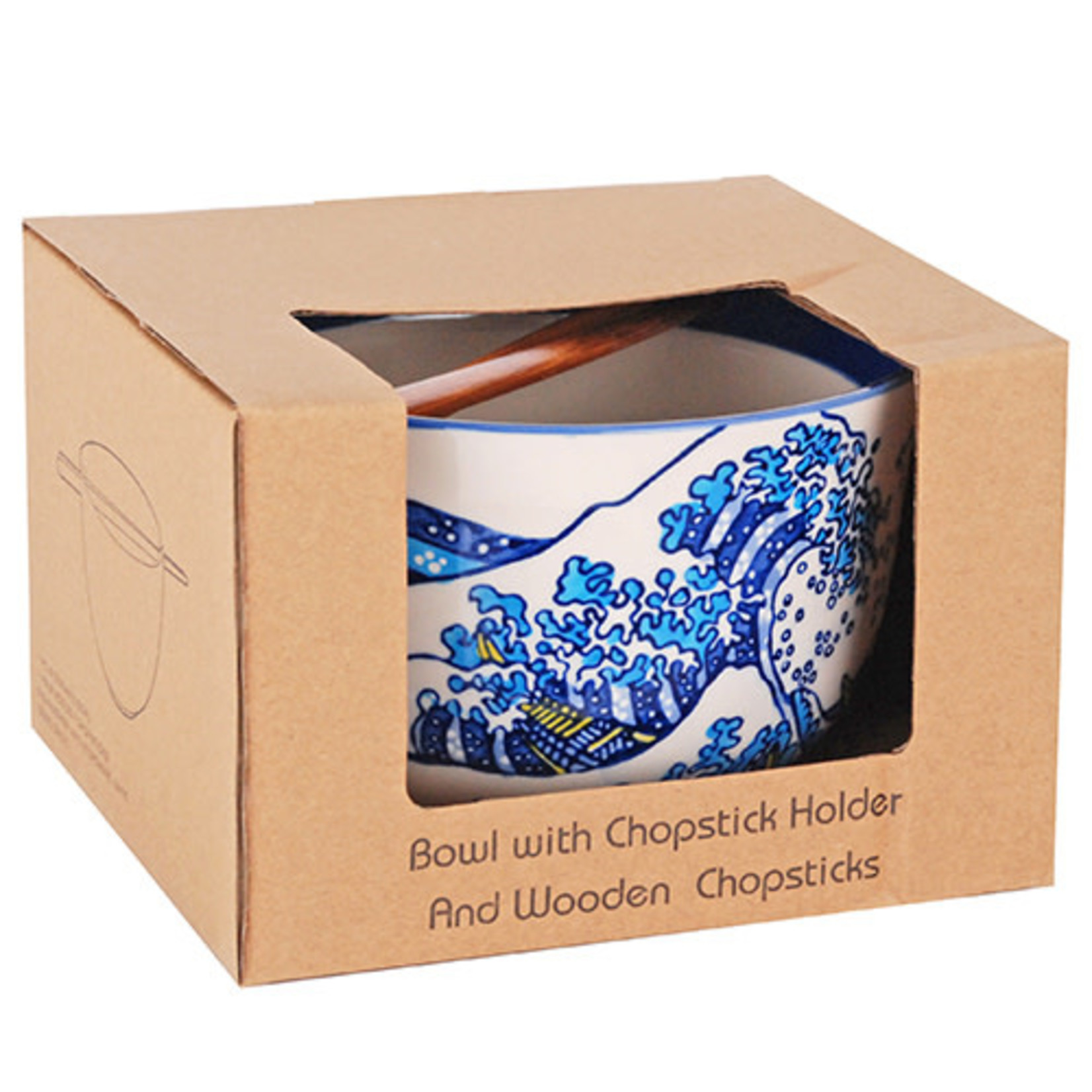 Bowl - Hokusai w/Chopsticks - SF625-6599