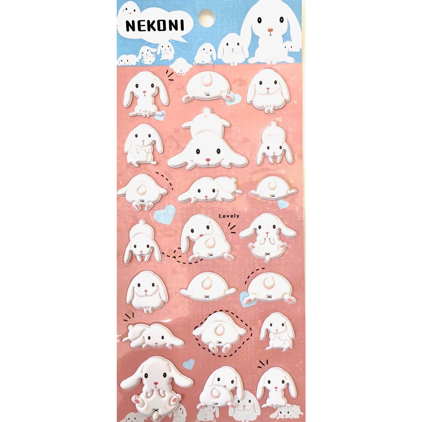 Nekoni Rabbit Puffy Stickers - 50479