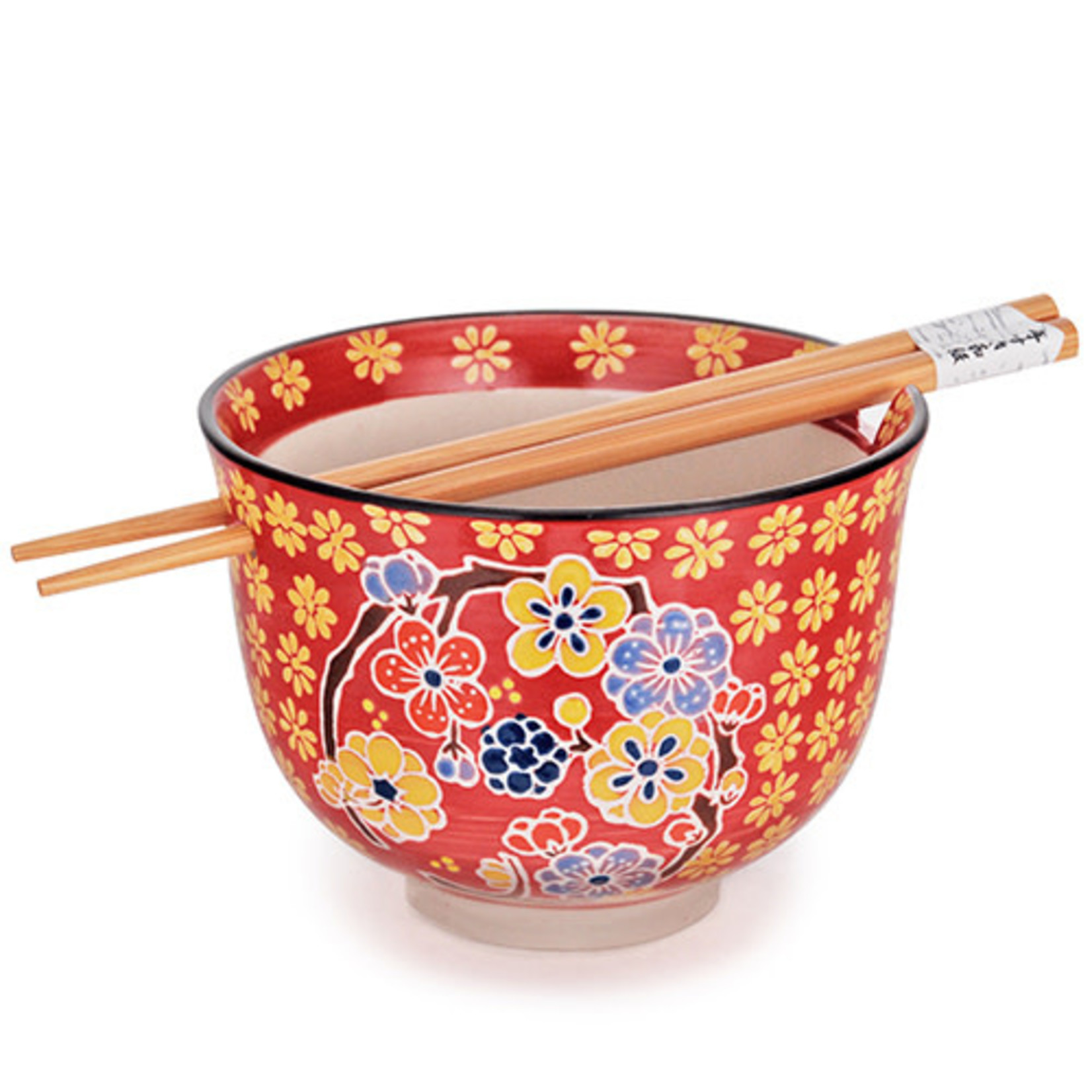 Bowl - Red/Flowers w/Chopsticks - SF525-6785