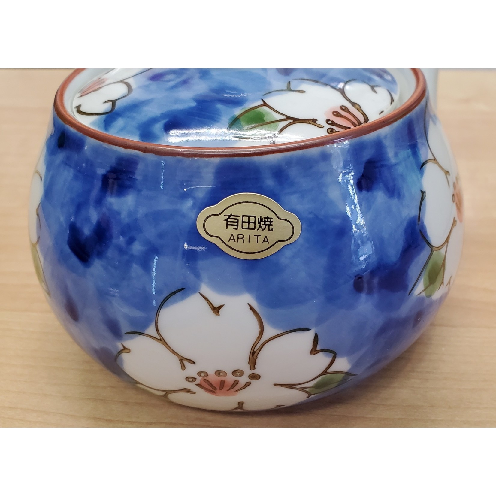 Kagetsu Kyusu Teapot w/ Strainer 14oz  Blue Flowers- SN5-TB