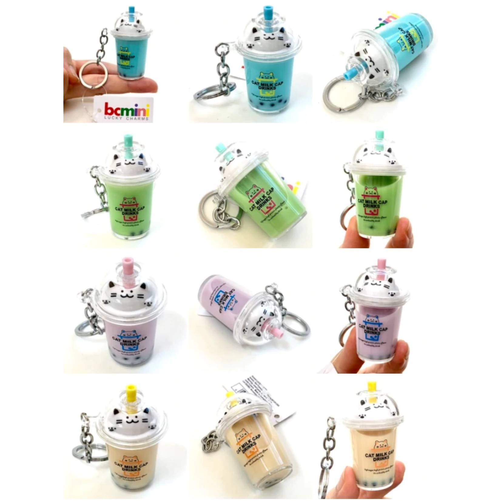 BCMINI Boba Tea Cat Milk Floaty Charm Keyring - 12041