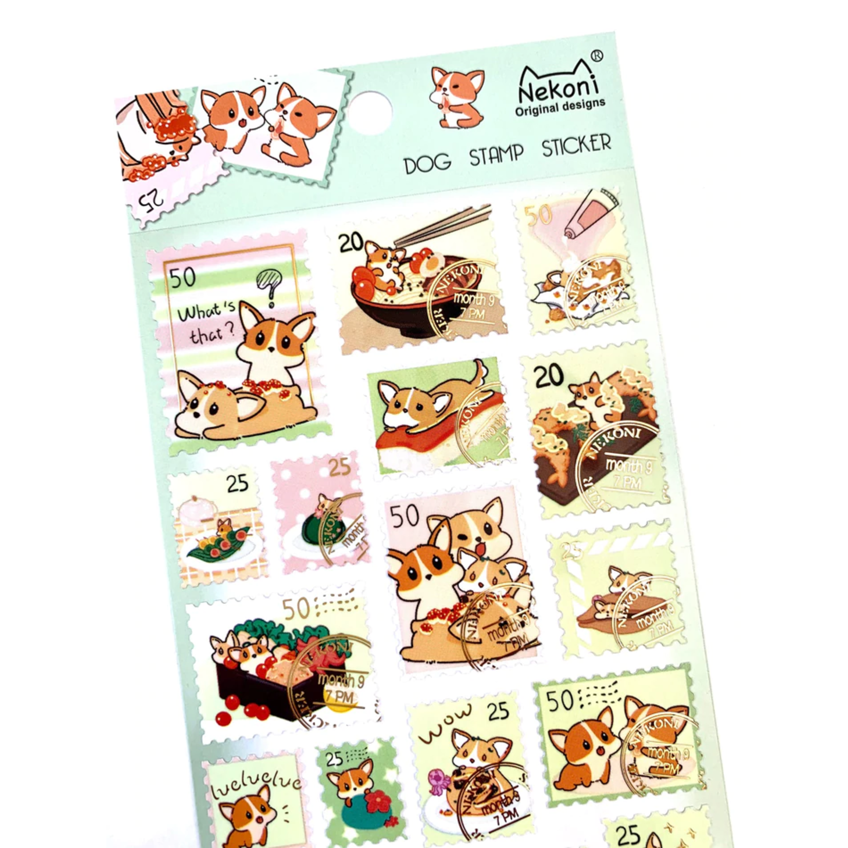 Nekoni Corgi Puppy Stamp Stickers - 50642