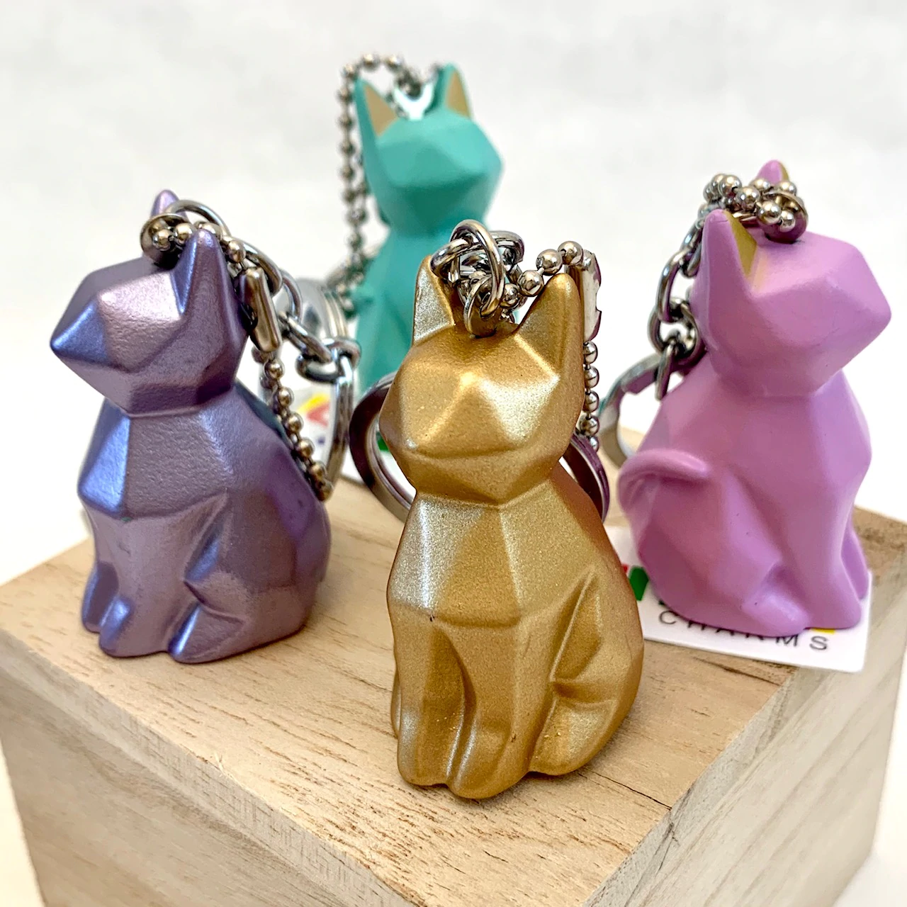 Geometric Key Ring Geometric Cat Charm Keyring - 12034 - Matcha Time Gift Shop
