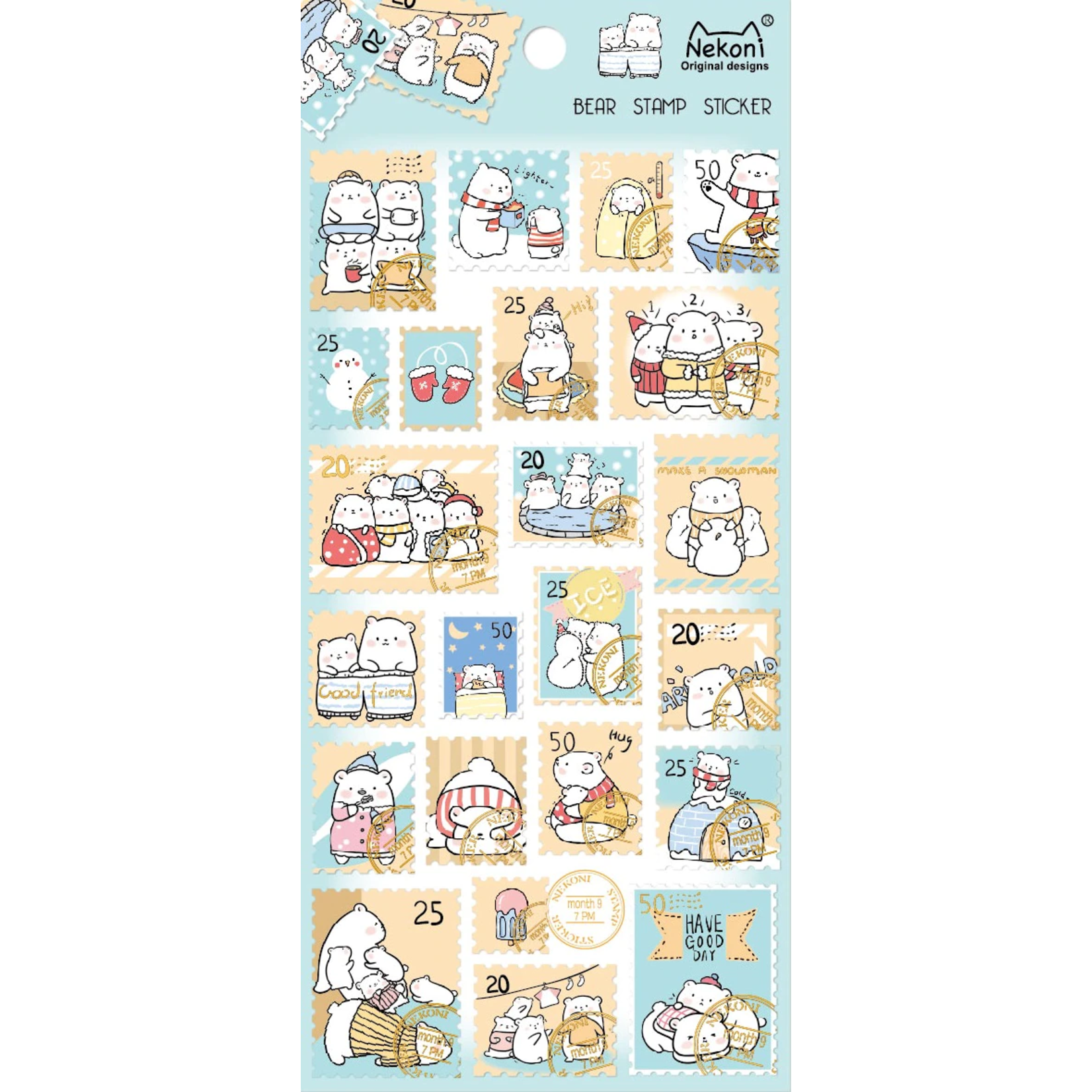 Nekoni Polar Bear Stamp Stickers - 50640